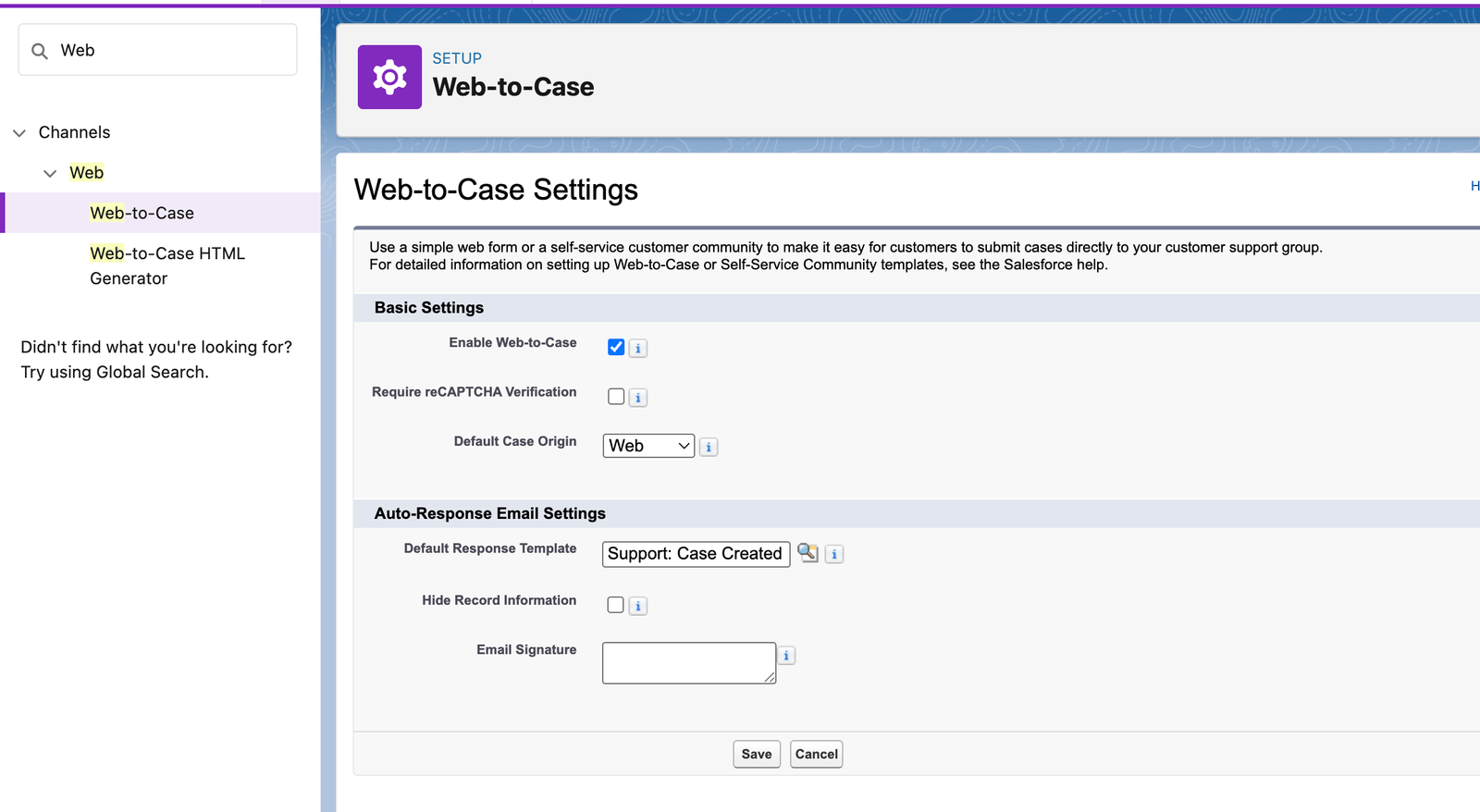 Enable Web to Case